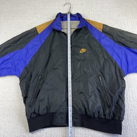 VTG 90s Nike Purple Gold Black Color Block Hooded Windbreaker Jacket Men Read* - Picture 13 of 16